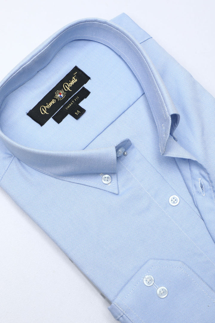 Light Blue Textured Casual Shirt For Men - Prime Point Store