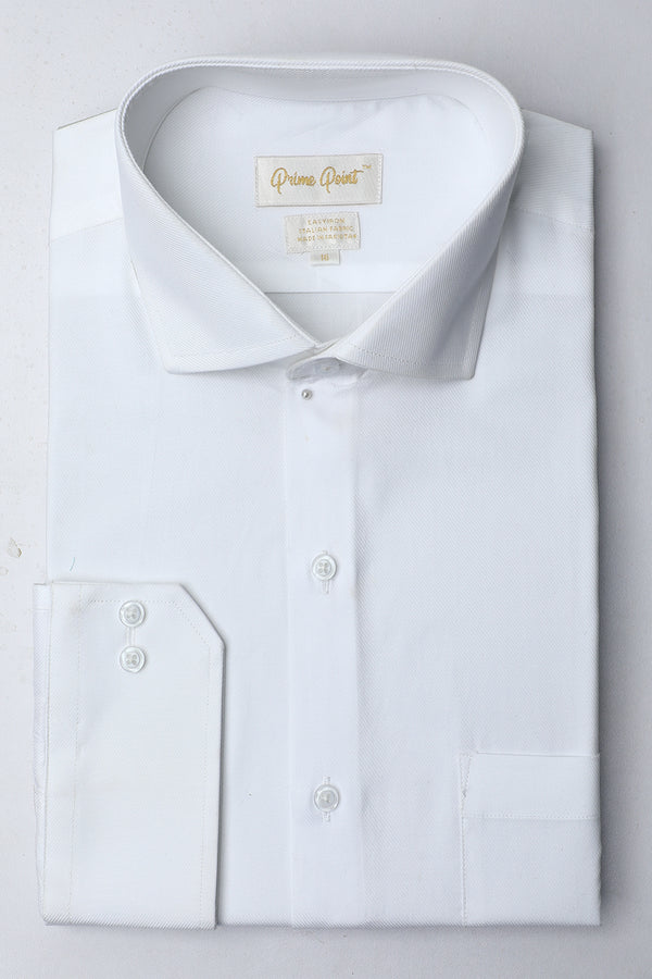 White Textured Formal Self Shirt For Men - Prime Point Store