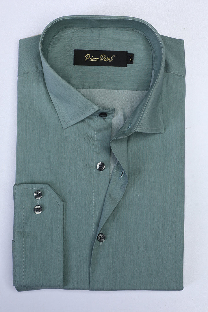 Dark Green Textured Formal Shirt For Men - Prime Point Store