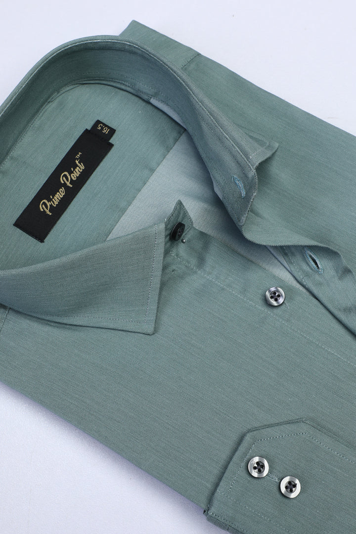 Dark Green Textured Formal Shirt For Men - Prime Point Store