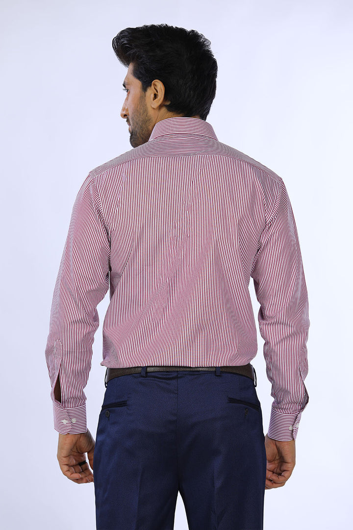 Mehroon Stripe Formal Shirt For Men - Prime Point Store