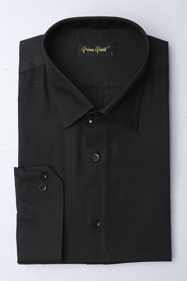 Black Plain Formal Shirt For Men - Prime Point Store