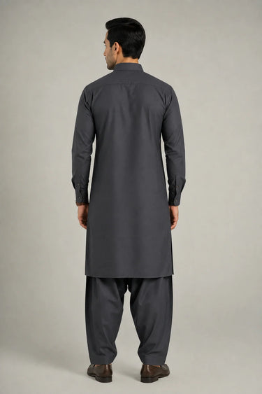 MEN'S BLENDED KAMEEZ SHALWAR – GREY