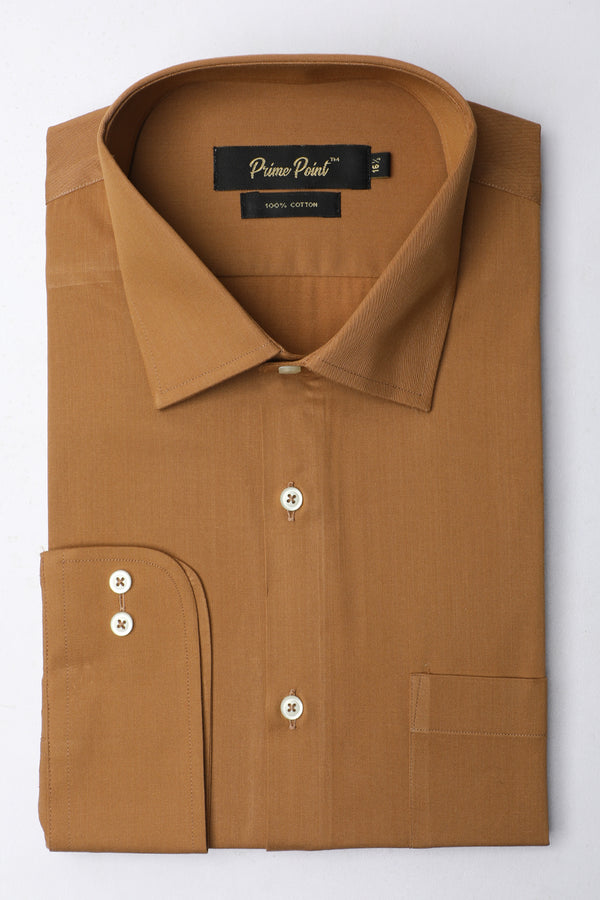 Dark Fawn Plain Formal Shirt For Men - Prime Point Store