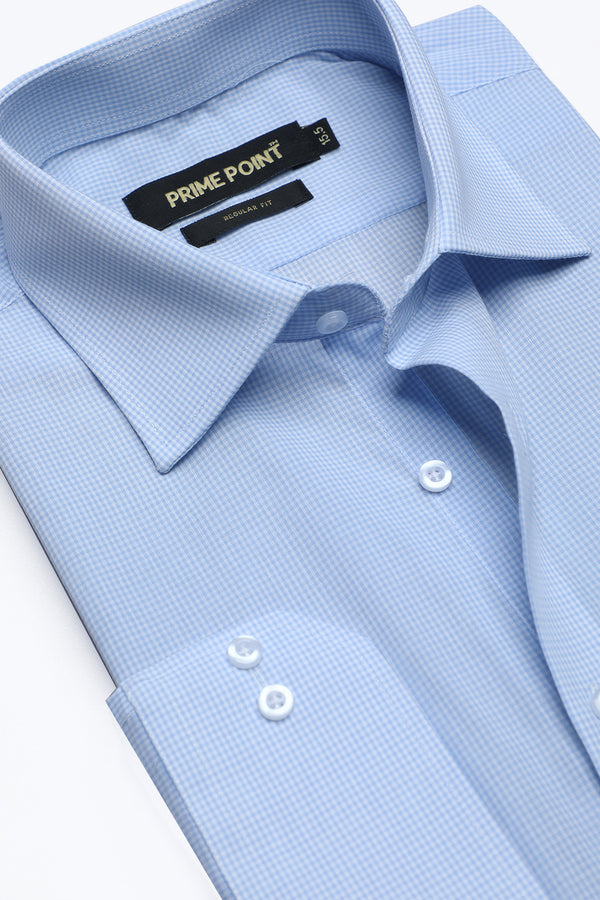 Blue Light Check Formal Shirt For Men