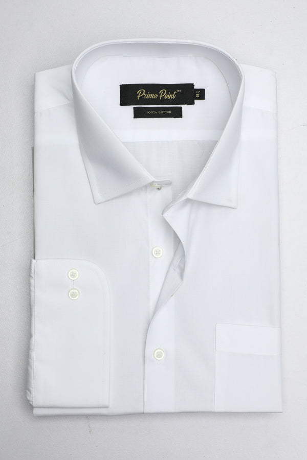 White Plain Formal Shirt for Men - Prime Point Store