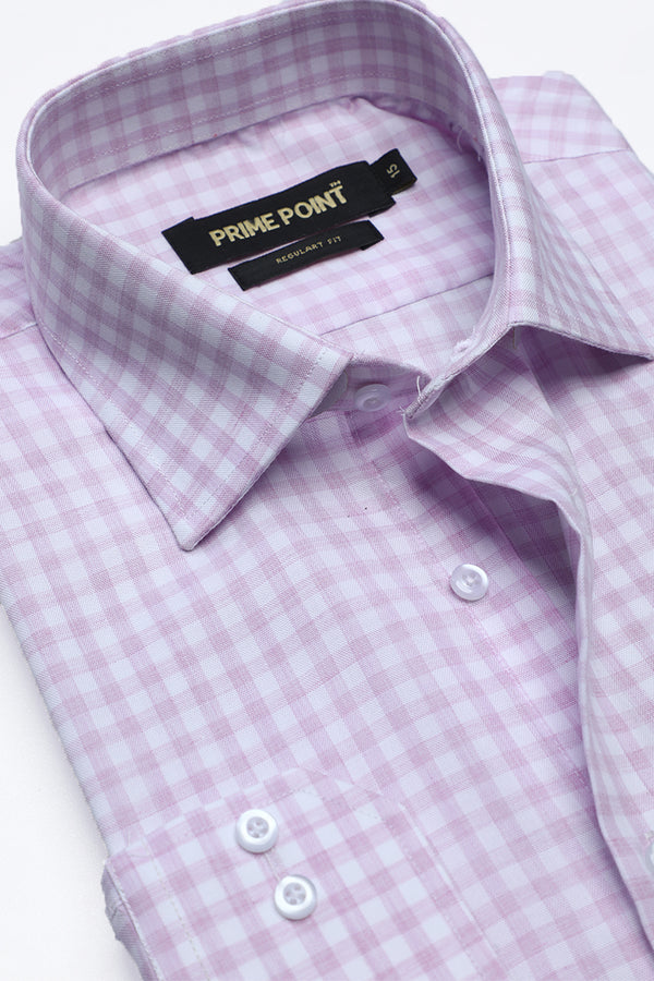 Light Purple Check Formal Shirt For Men