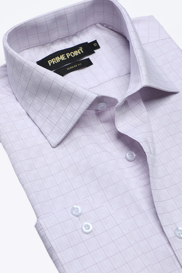 Light Purple Check Formal Shirt For Men