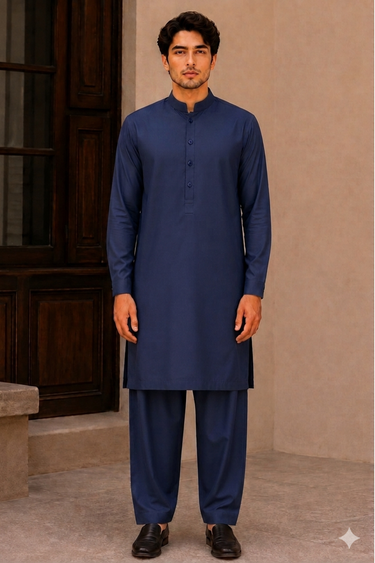 Men's Cotton Kameez Shalwar – NAVY BLUE