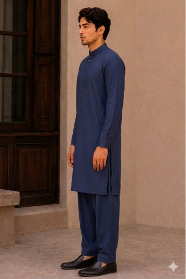 Men's Cotton Kameez Shalwar – NAVY BLUE