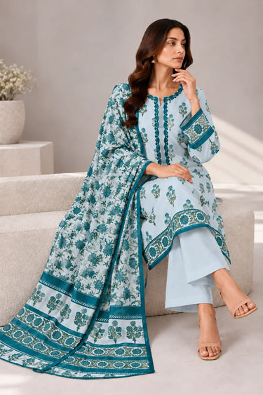 3 PIECE - EMBROIDERED CAMBRIC SUIT