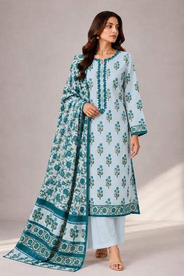 3 PIECE - EMBROIDERED CAMBRIC SUIT