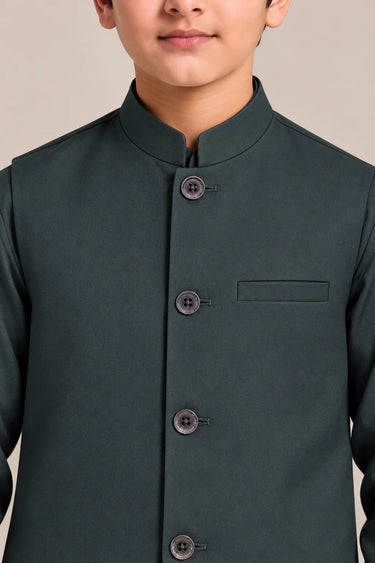 Boys Kameez Shalwar & Waistcoat Combo – teal green