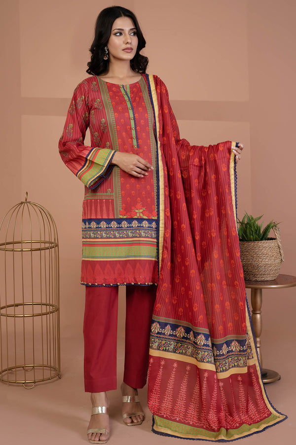 Unstitched Printed Lawn 3Pcs - Prime Point Store
