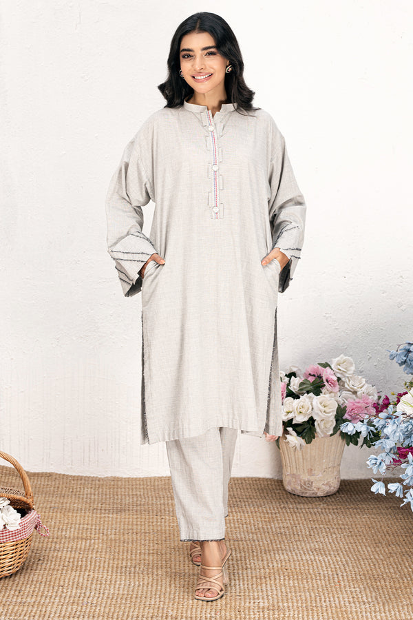 2 Pc Embroidered Chambray Stitched Suit - Prime Point Store