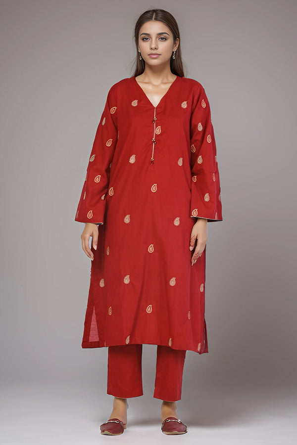 2 Pc Embroidered Dobby Stitched Suit - Prime Point Store