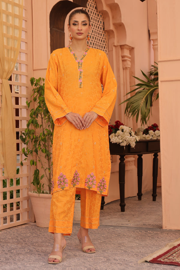 2 Pc Embroidered Viscose Luxury Stitched Suit