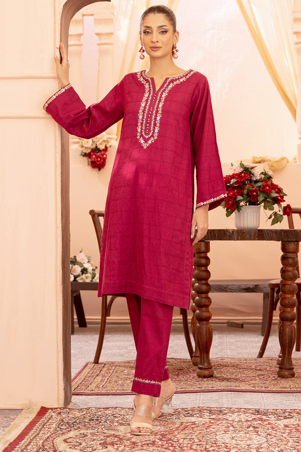 2 Pc Embroidered Viscose Luxury Stitched Suit