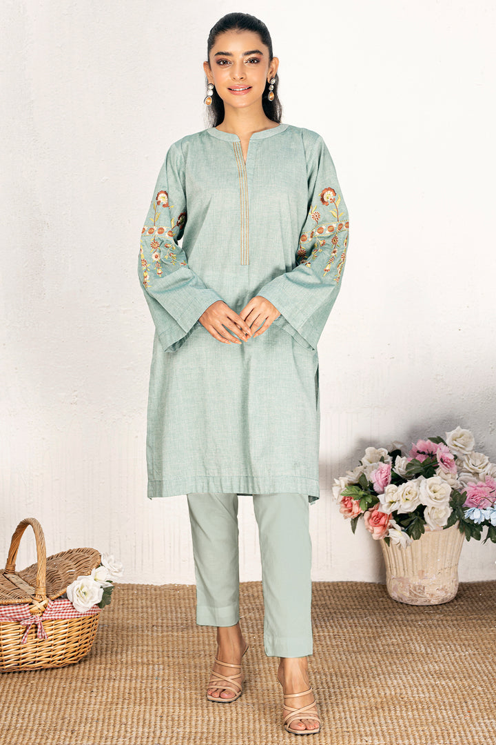 2 Pc Embroidered Chambray Stitched Suit - Prime Point Store