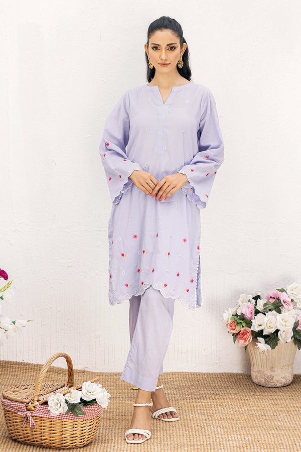 2 Pc Embroidered Cambric Stitched Suit - Prime Point Store