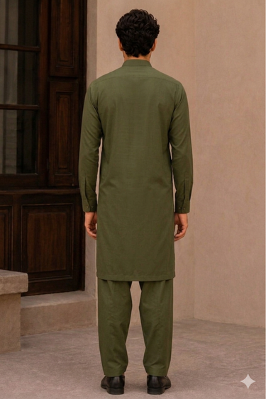 Men's Cotton Kameez Shalwar – OLIVE