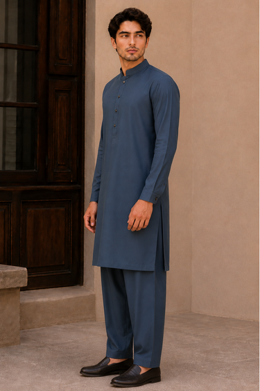 Wash & Wear Suit - Stone Blue