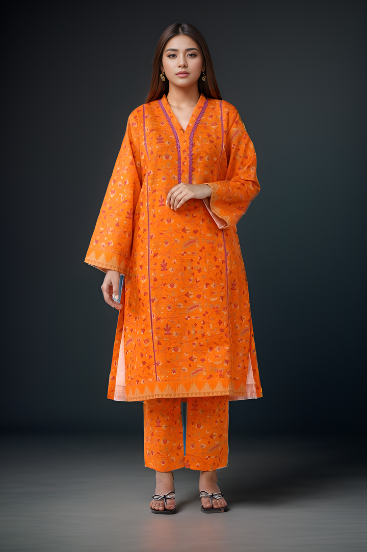 2 Pc Printed Khaddar Stitched Co-ords - Prime Point Store