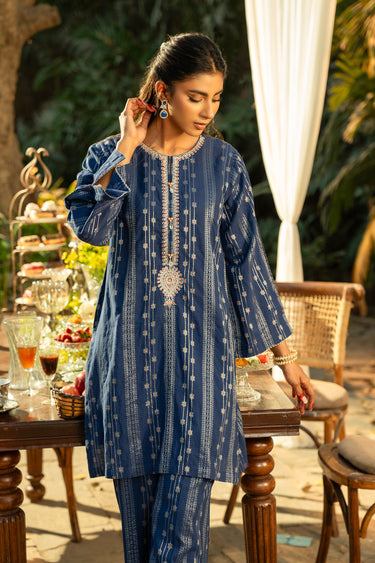 2 Piece - Embroidered Jacquard Suit