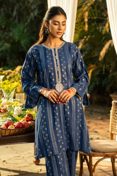 2 Piece - Embroidered Jacquard Suit