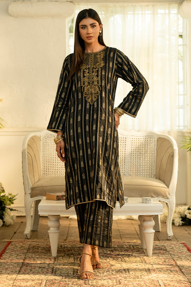 2 Piece - Embroidered Jacquard Suit
