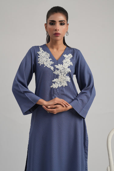 2 Pc Dobby Dyed Stitched Suit