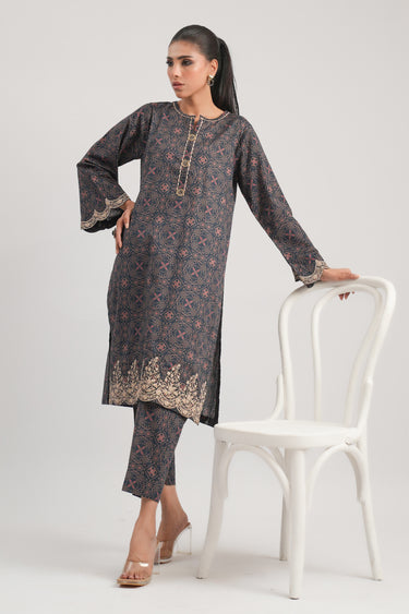 2 Pc Cotton Lawn Printed Embroidered Stitched Suit