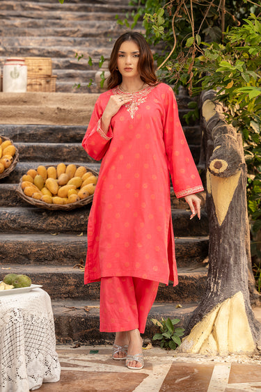 2 Piece - Embroidered Jacquard Suit