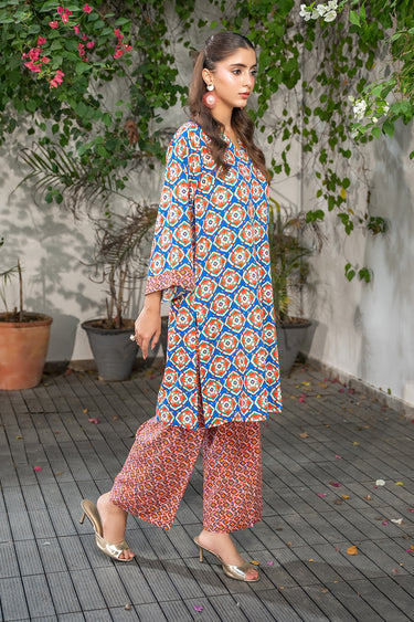 2 Piece - Printed Linen Suit