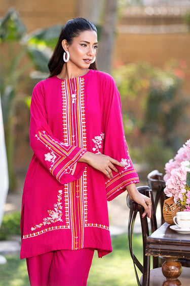 2 Piece - Embroidered Linen Suit