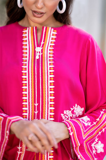 2 Piece - Embroidered Linen Suit