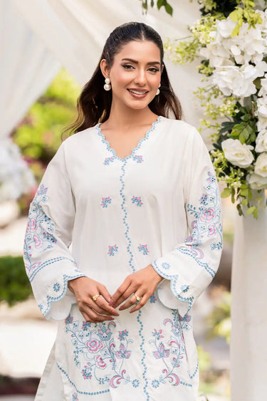 2 Piece - Embroidered Linen Suit