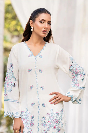 2 Piece - Embroidered Linen Suit