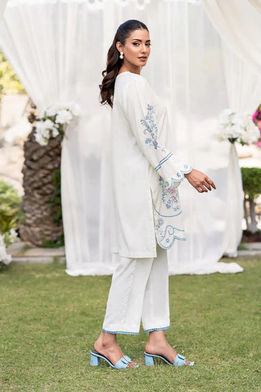 2 Piece - Embroidered Linen Suit
