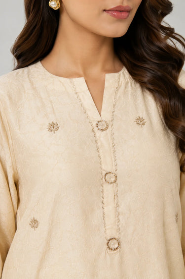 2 Piece - Embroidered Jacquard Suit