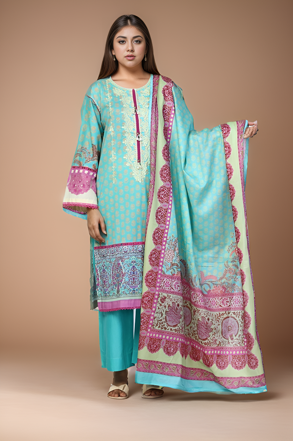 3 Pc Printed Lawn Stitched Suit - Prime Point Store