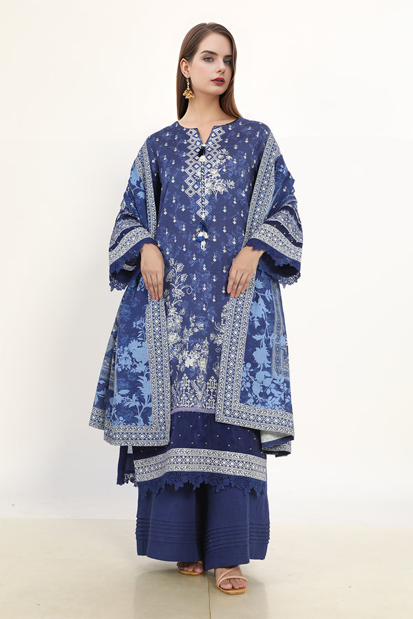 3 Pc Printed Khaddar Stitched Suit