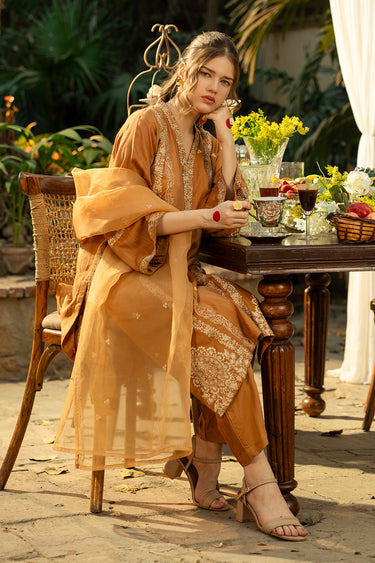 3 Piece - Embroidered Raw Silk Suit