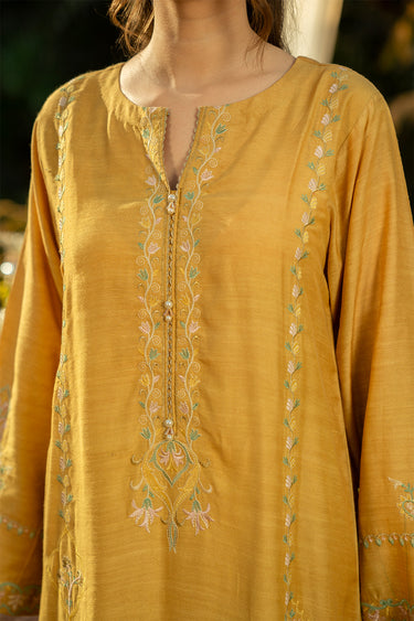 3 Piece - Embroidered Raw Silk Suit