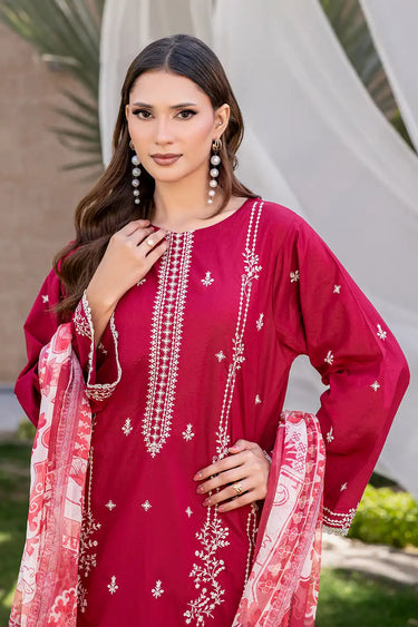 3 Piece - Dyed Embroidered Cambric Suit
