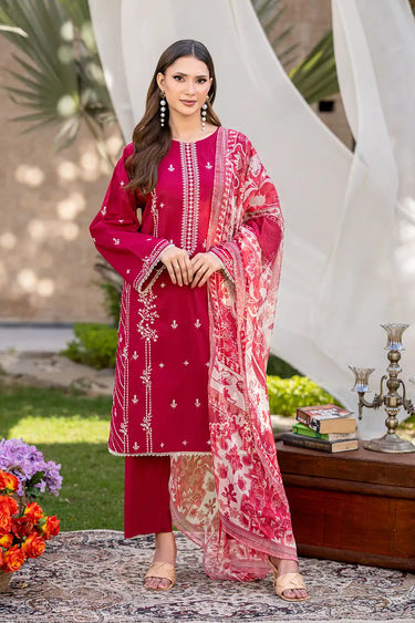 3 Piece - Dyed Embroidered Cambric Suit