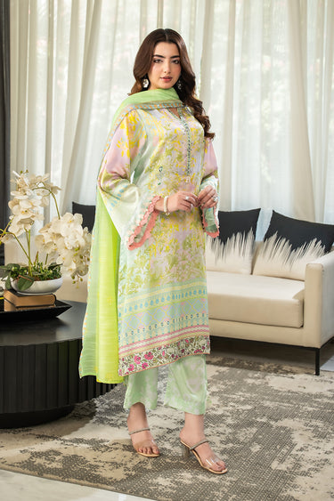 3 Piece - Printed Silk Suit
