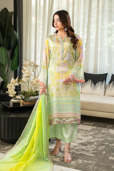 3 Piece - Printed Silk Suit