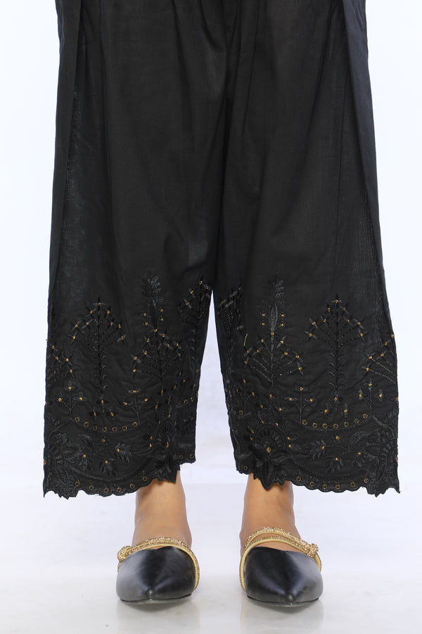 Black Embroidered Cambric Trouser - Prime Point Store