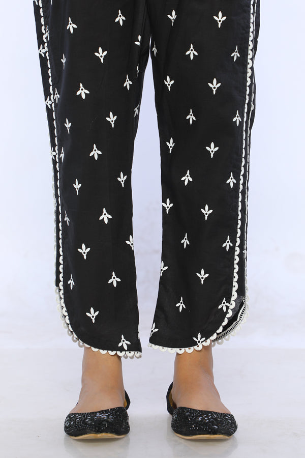 Black Cambric Printed Culottes - Prime Point Store